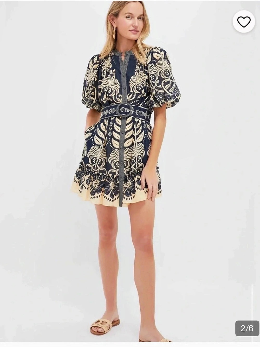 Farm Rio Floral Mini Dress in Blue & Cream Like New